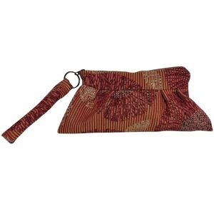 Maruca Woven Fall Floral Wristlet Boho Leaves Stripes Art Fabric‎ Pouch Indie